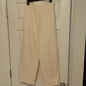 Madewell Cream Textured Wide Leg Tapered Ankle Women's  Sweatpants